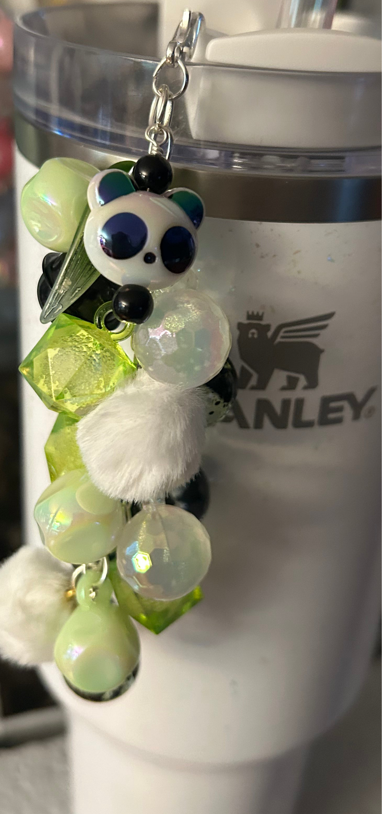 Panda Inspired Straw Dangle and Handle Charm