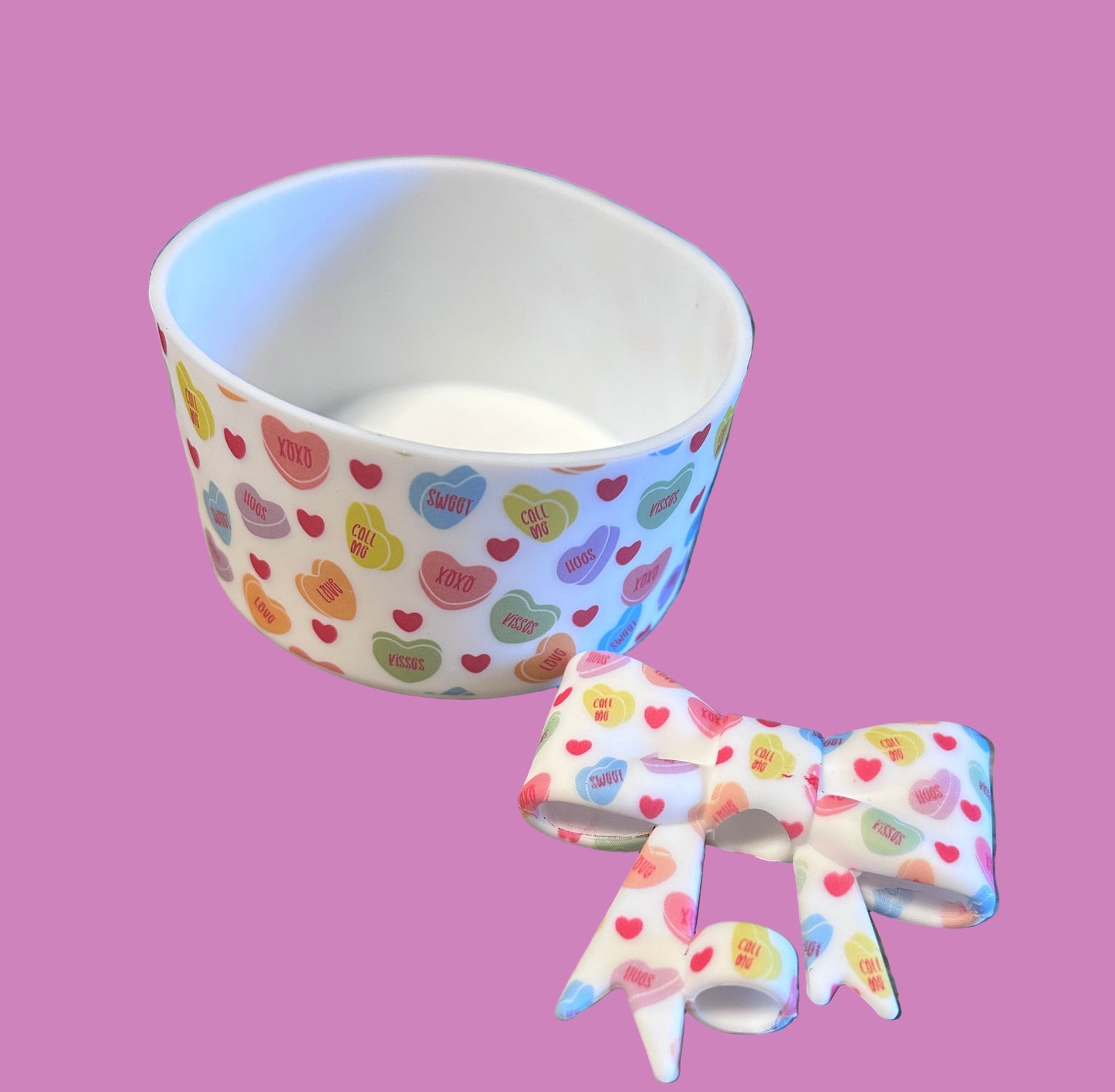 Conversation Heart Boot and Straw Topper Set