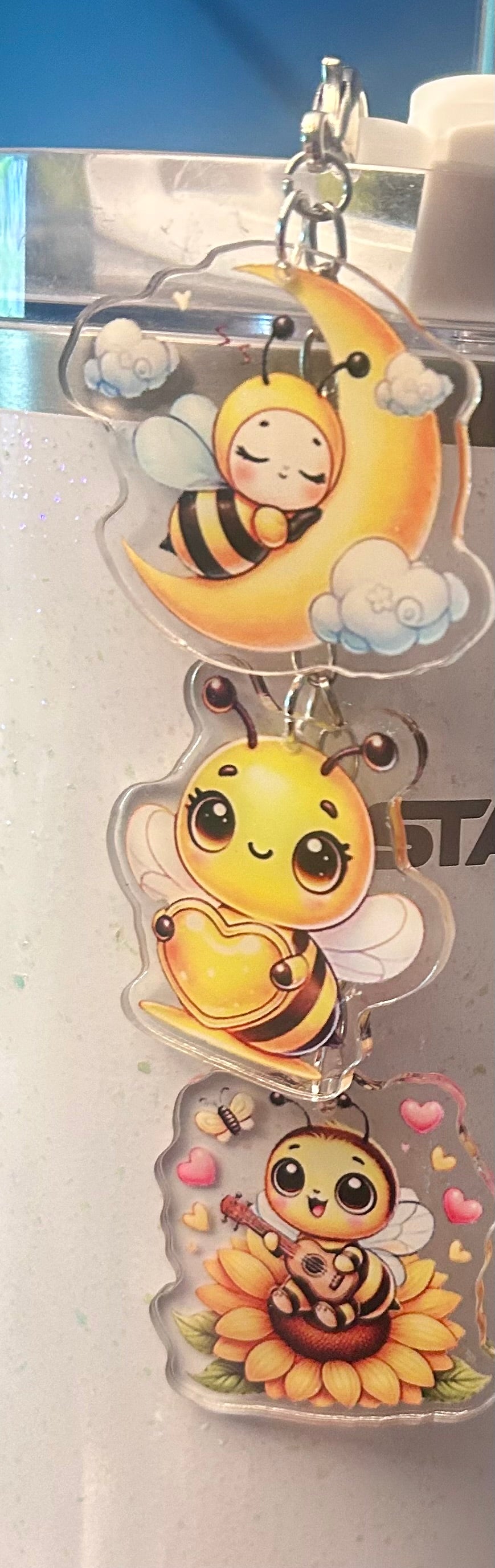 Bumble Bee Straw Topper Dangle Charm