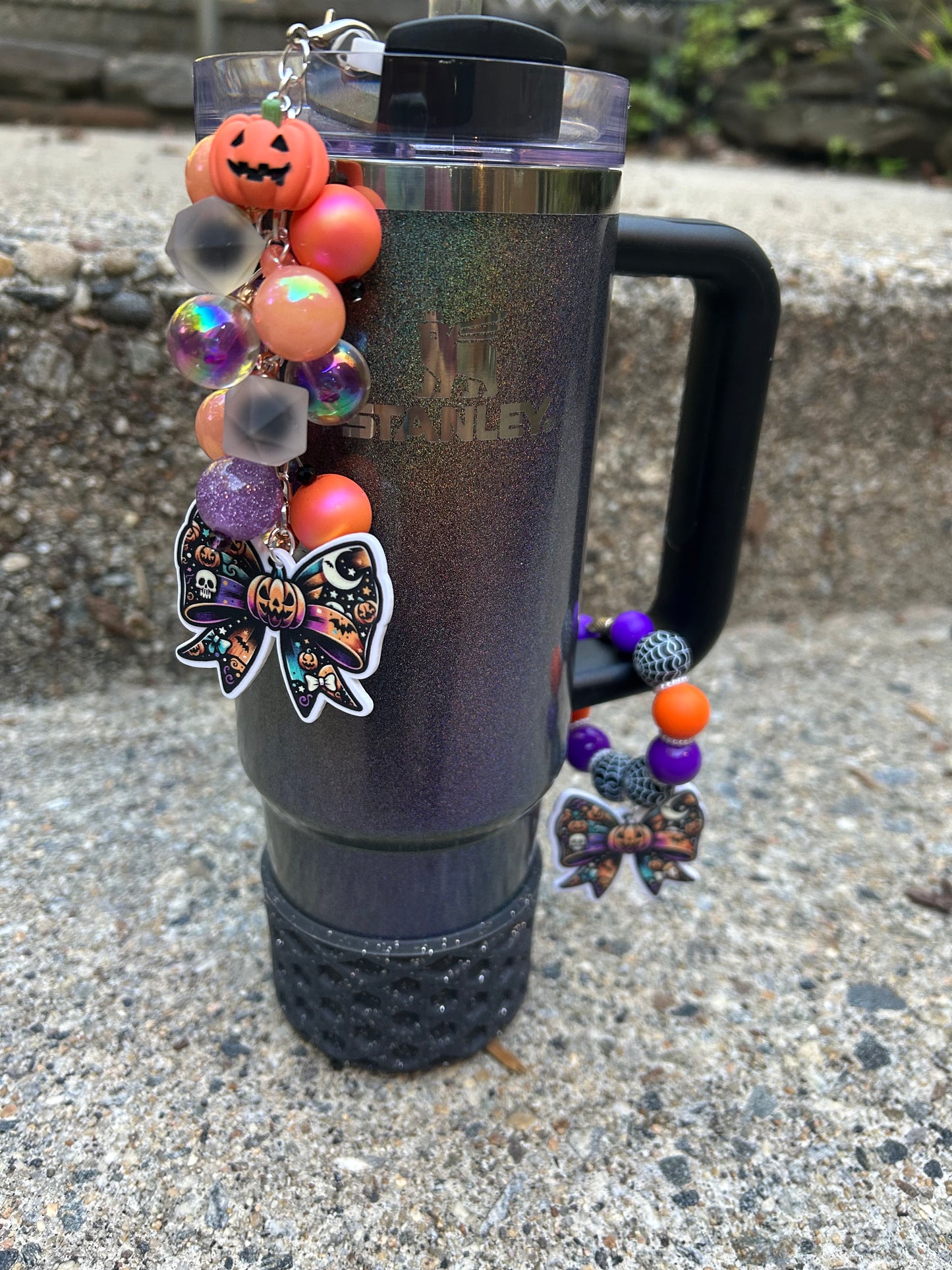 Halloween Straw Dangle and Handle Charm Topper Set