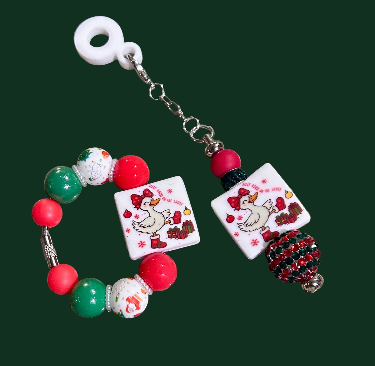 Goose Straw Dangle and Handle Charm Topper Set