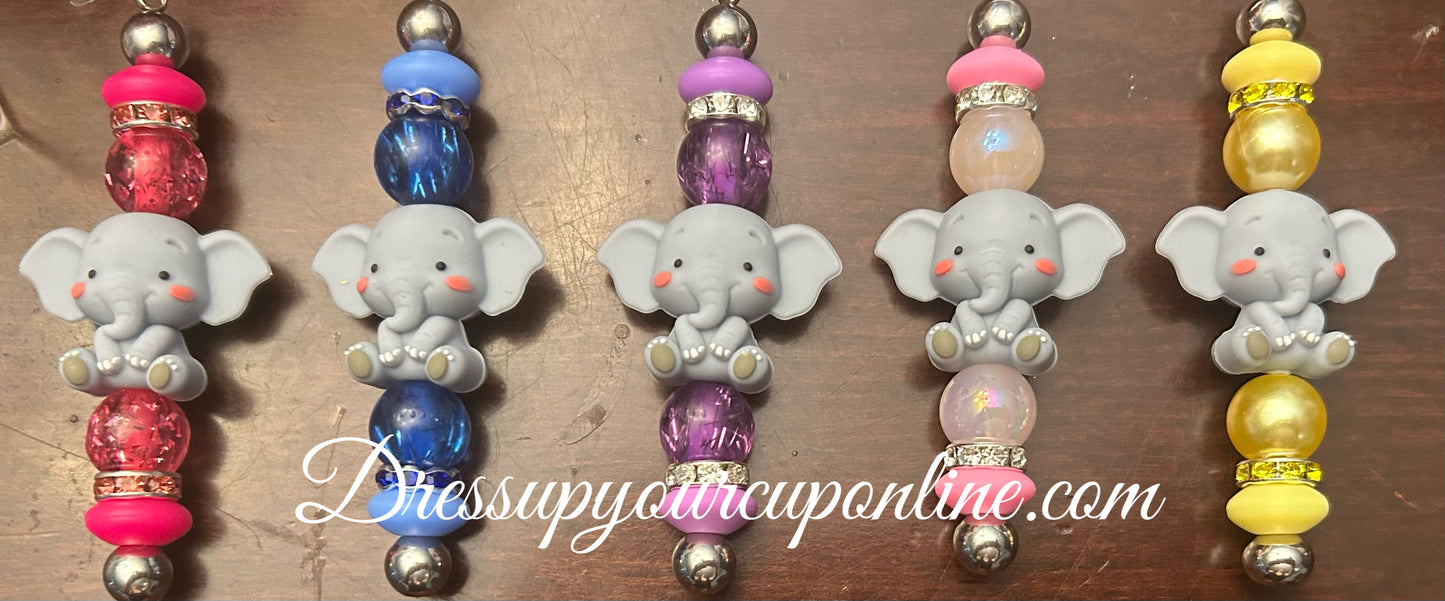 Elephant Straw Topper Charm