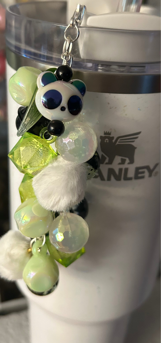 Panda Inspired Straw Dangle and Handle Charm