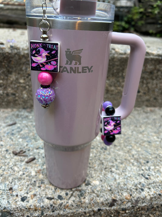 Goose Straw Dangle and Handle Charm Topper Set