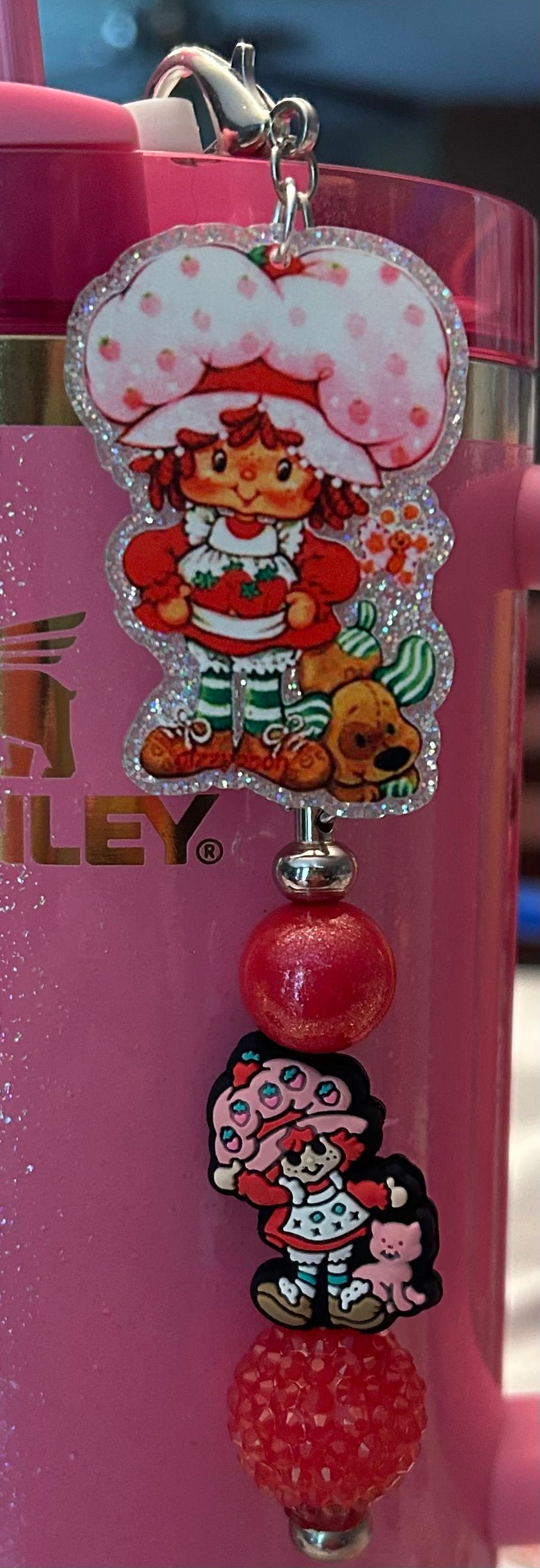 Strawberry Girl Straw Topper Dangle Charm