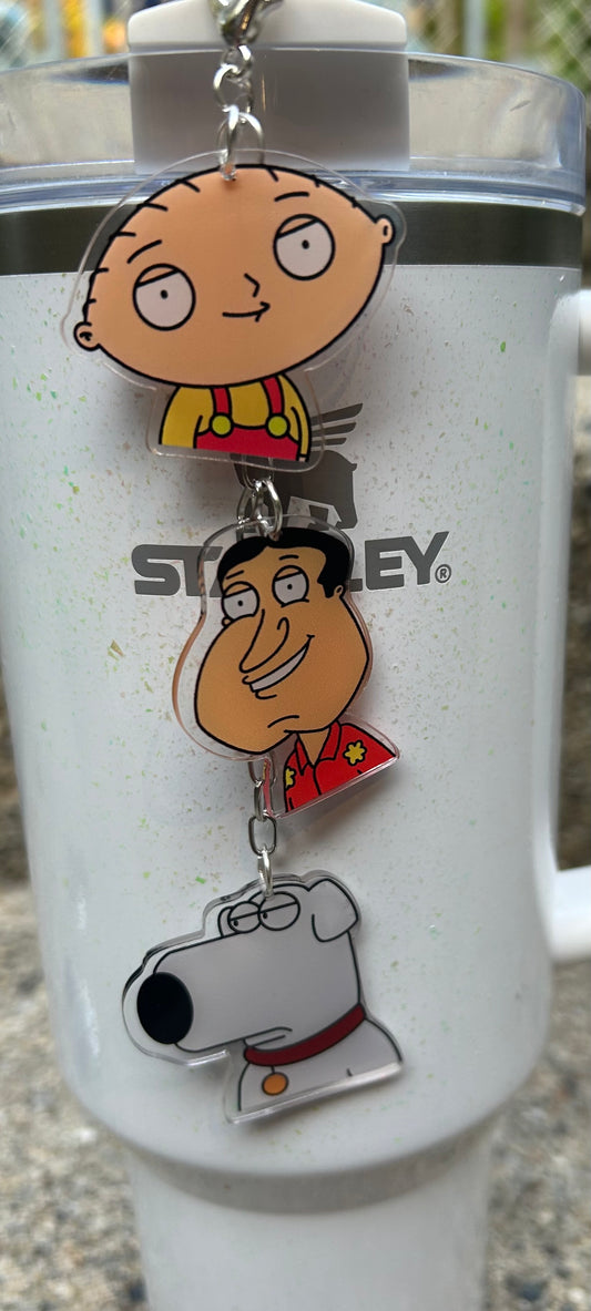 Family Straw Topper Dangle Charm