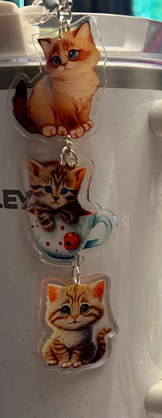 Cats Straw Topper Dangle Charm