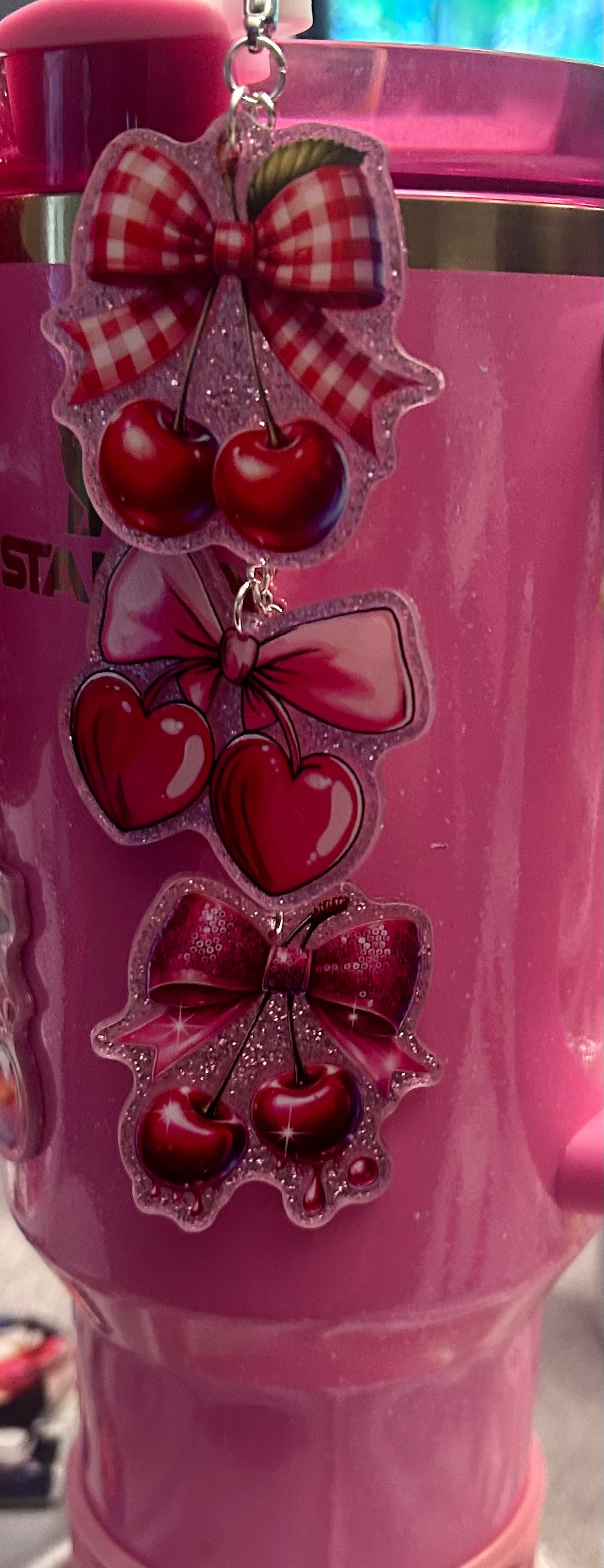 Cherries Straw Topper Dangle Charm