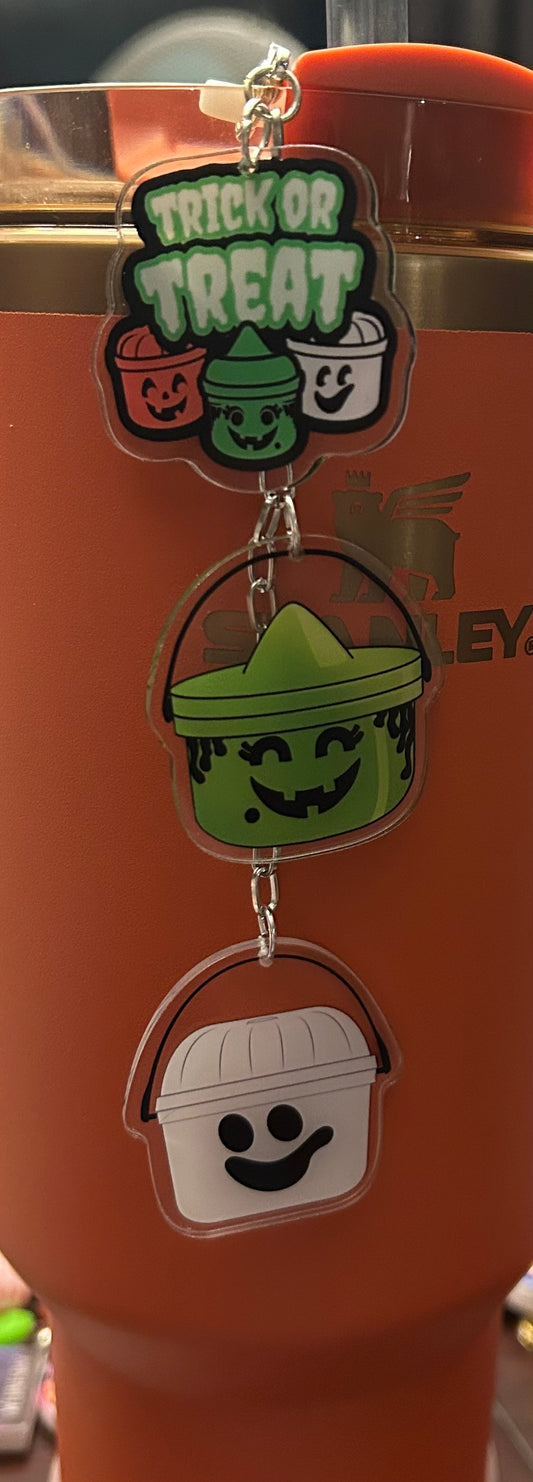 Halloween Bucket Straw Topper Dangle Charm