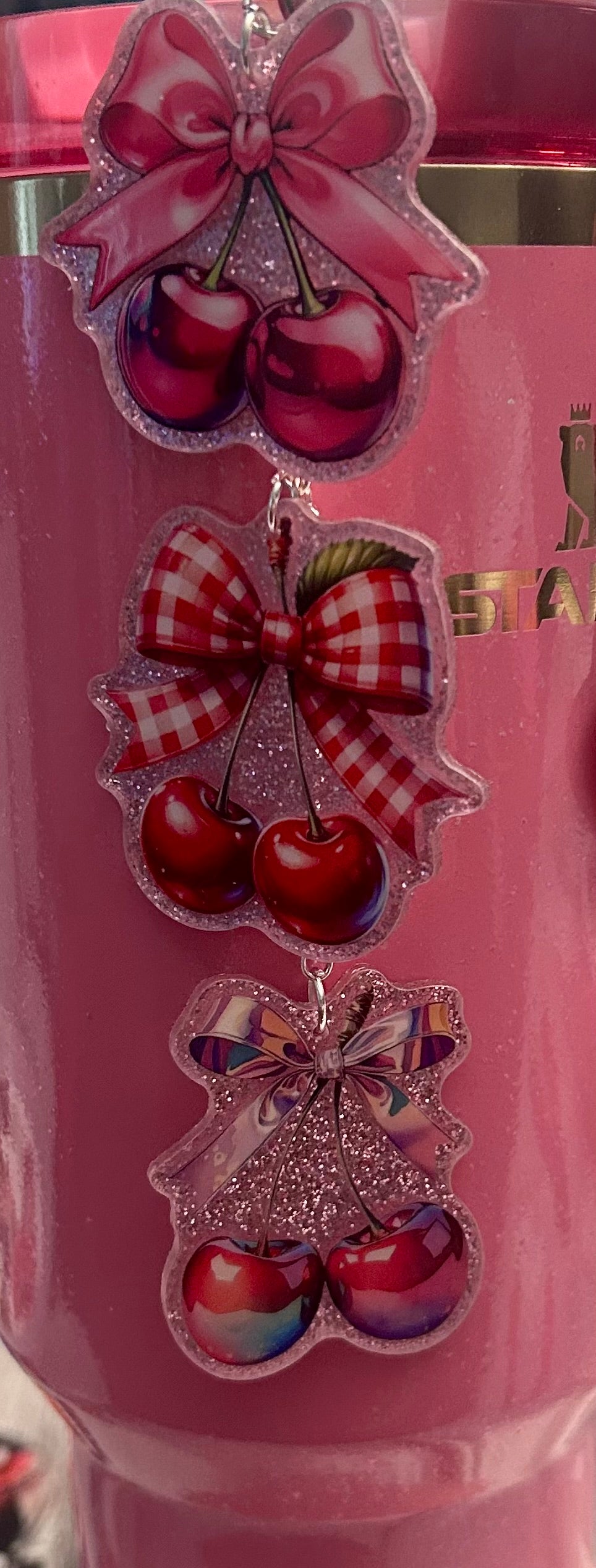 Cherries Straw Topper Dangle Charm
