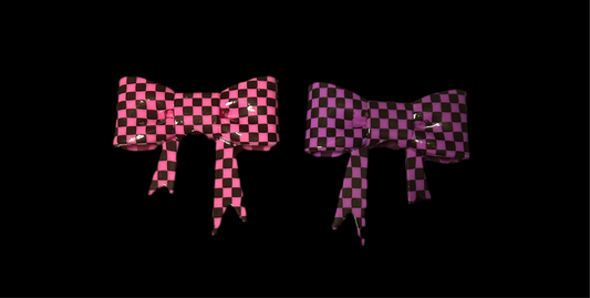 Checker Bow Straw Topper