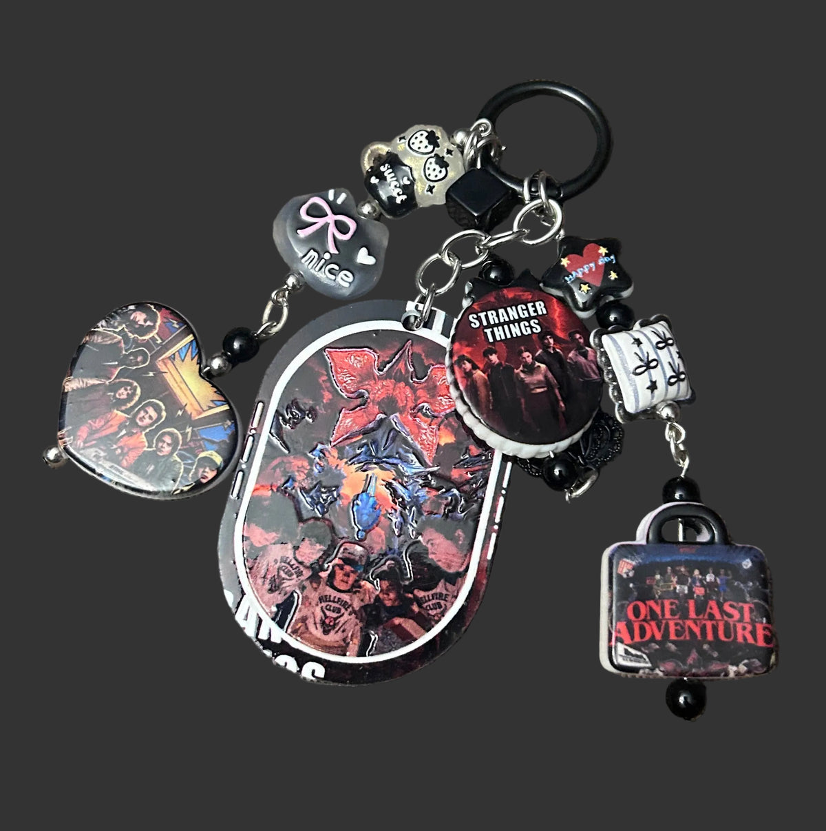 Stranger Straw Topper Bag Key Charm