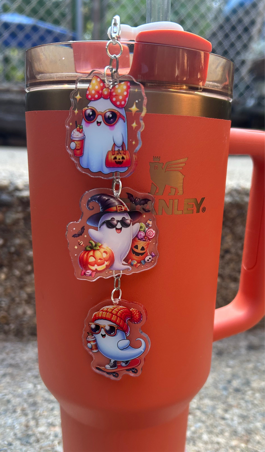 Ghost Straw Topper Dangle Charm