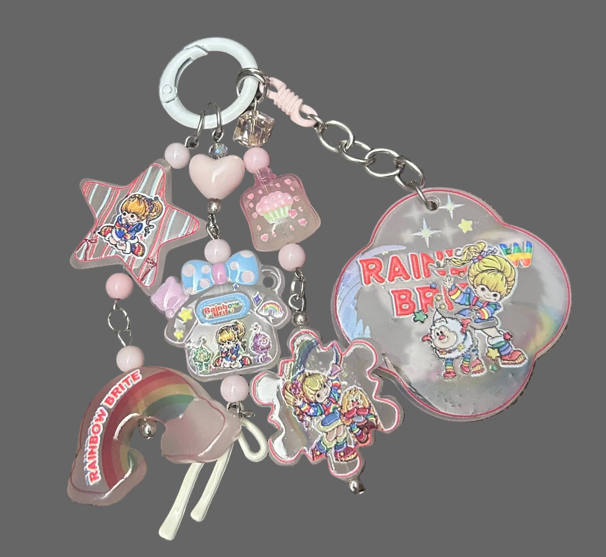 Rainbow Straw Topper Bag Key Charm