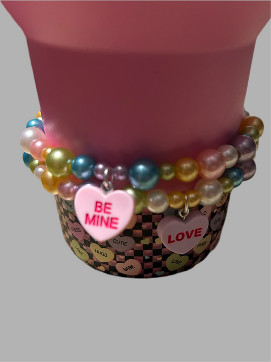 Conversation Heart Boot Bracelets Set of 2