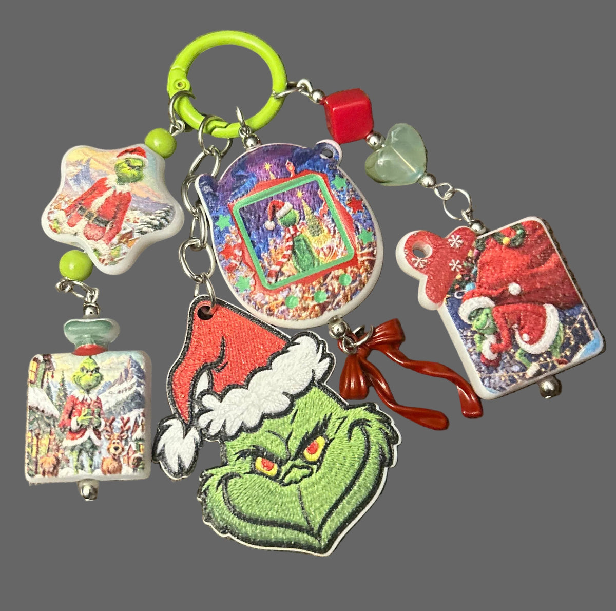 Green Guy Straw Topper Bag Key Charm