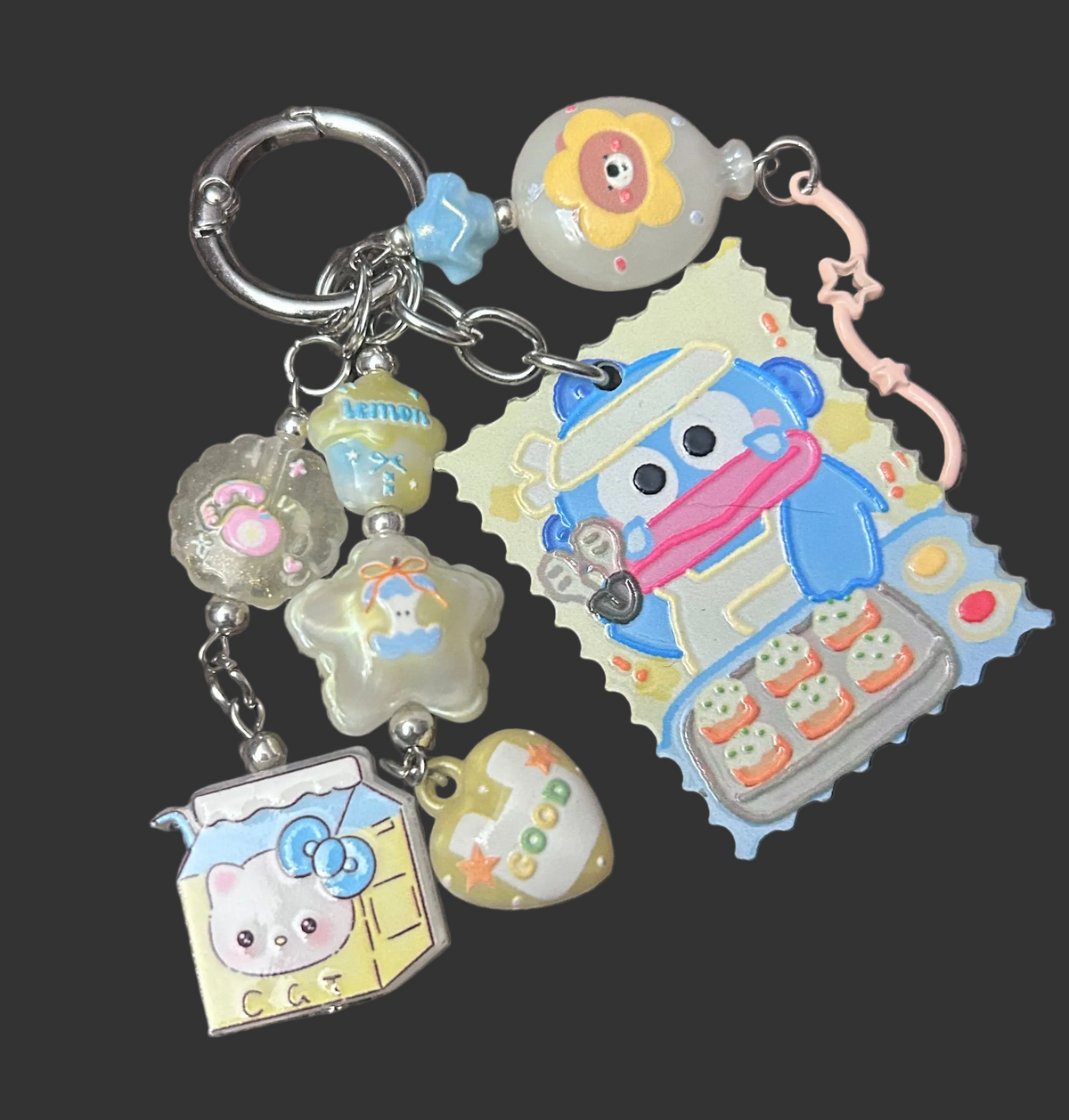 Fish Straw Topper Bag Key Charm