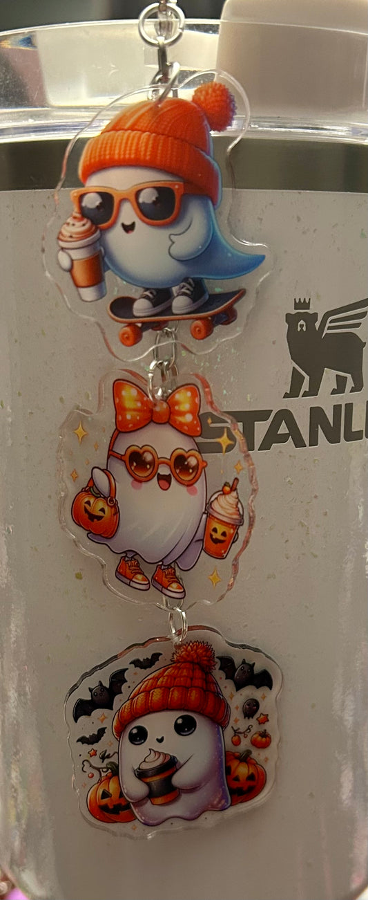 Ghost Straw Topper Dangle Charm