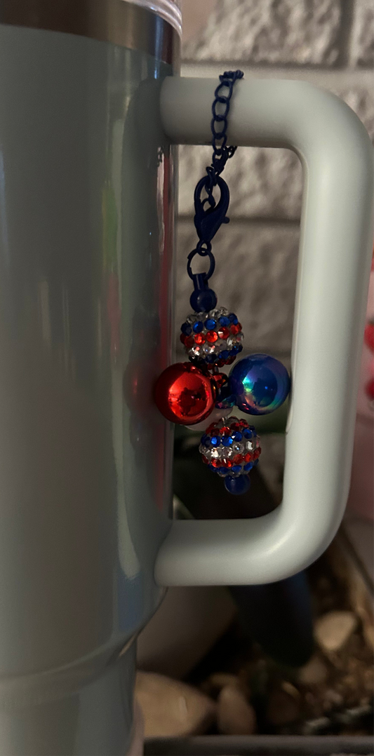 Patriotic Inspired Straw Dangle and Handle Charm