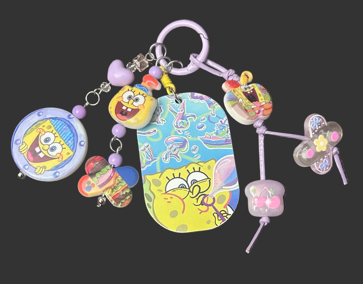 Sponge Straw Topper Bag Key Charm