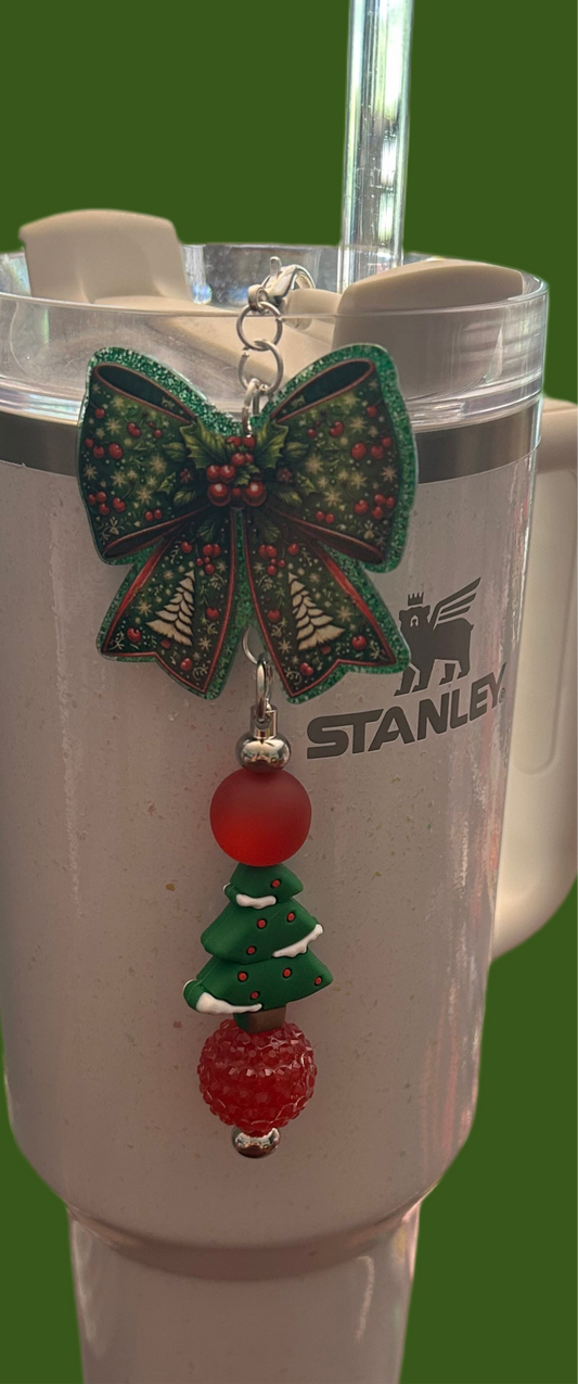 Tree Bow Straw Topper Dangle Charm