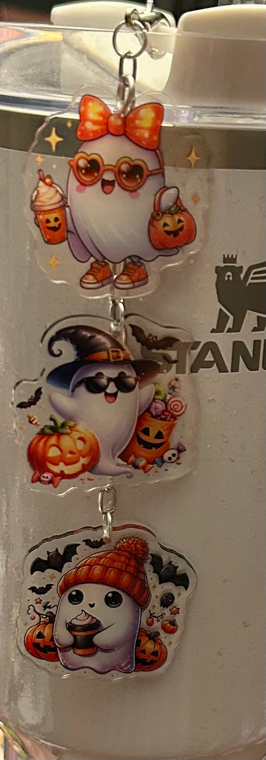 Ghost Straw Topper Dangle Charm