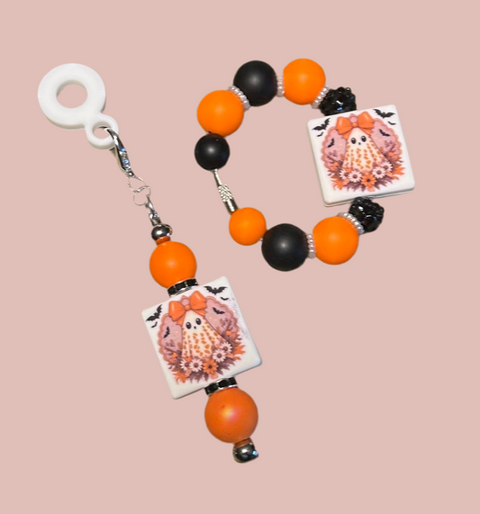 Ghost Straw Dangle and Handle Charm Topper Set