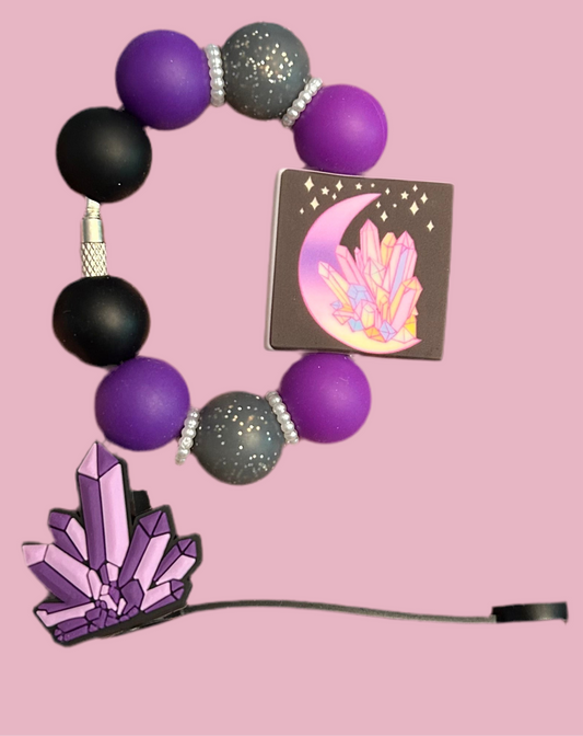 Crystal Handle Charm and Straw Topper Set