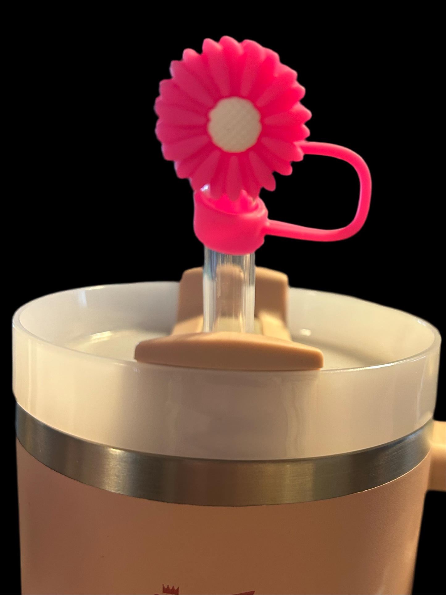 Pink Flower Straw Topper