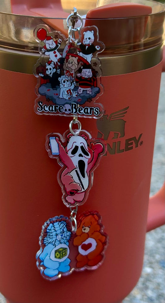 Scare Bear Straw Topper Dangle Charm