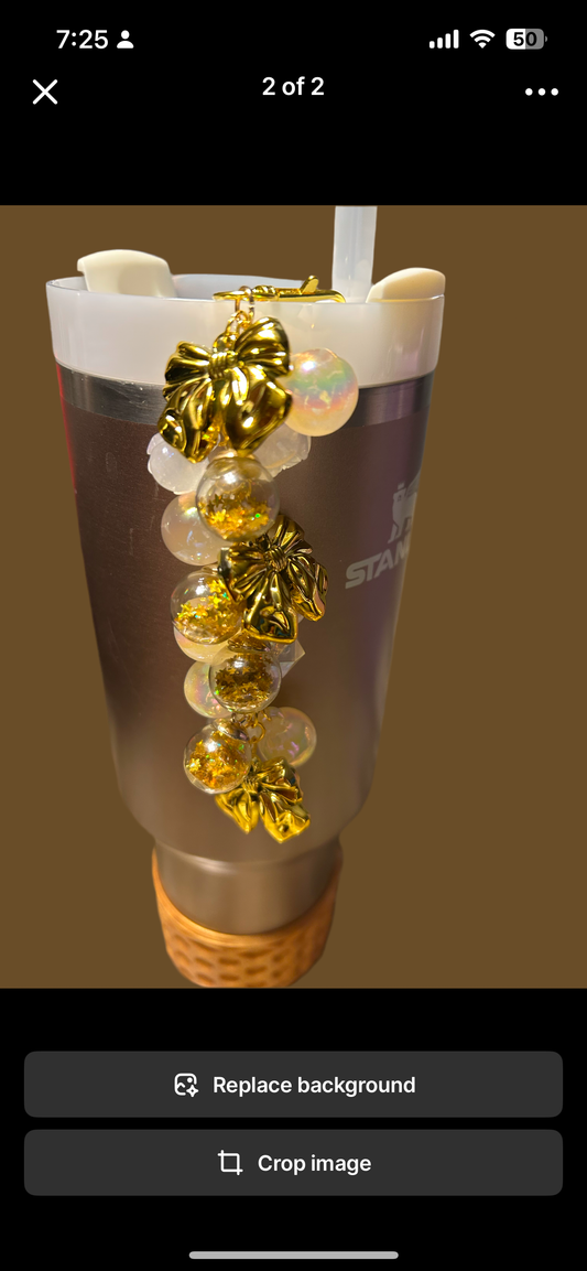 Golden Bow Inspired Straw Dangle