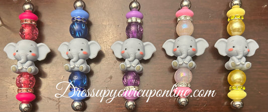 Elephant Straw Topper Charm
