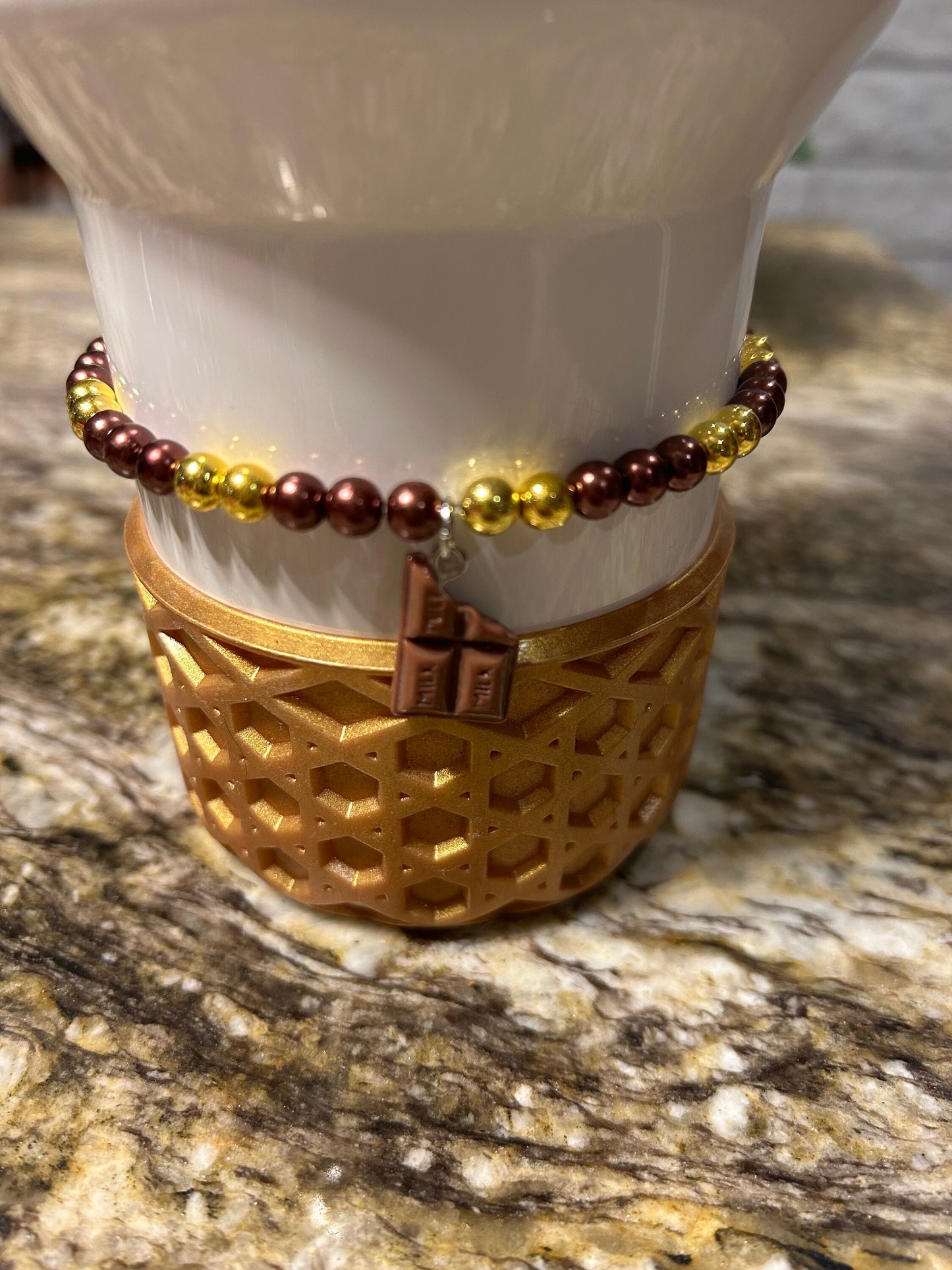 Chocolate Gold Stanley Cup Bracelet Boot Topper