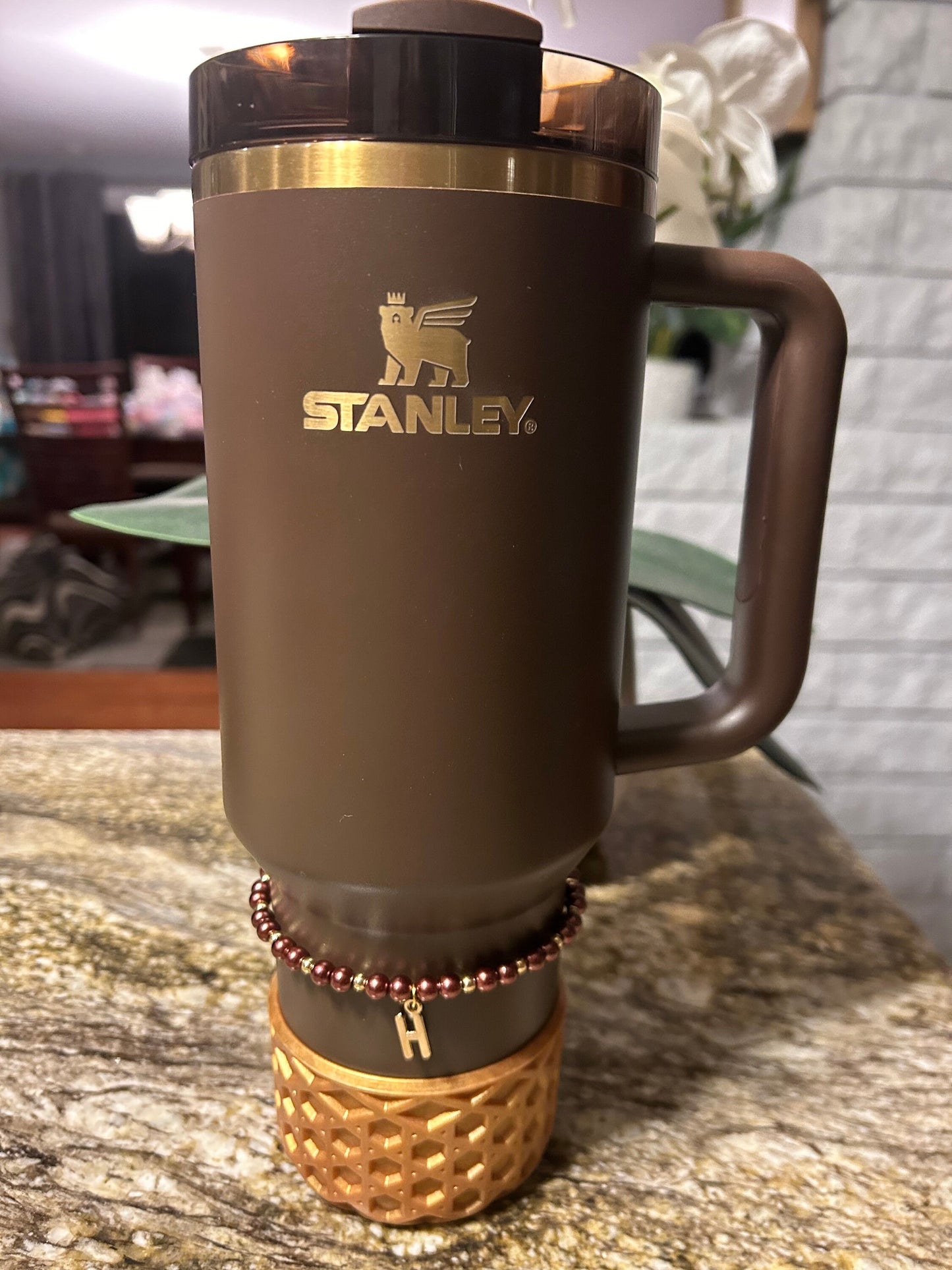 Chocolate Gold Initial Stanley Cup Bracelet Boot Topper